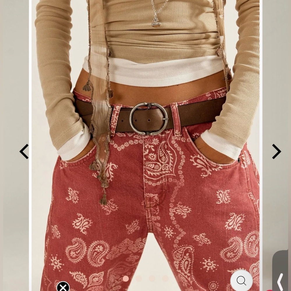 YOUR LUCK DAY MID RISE BARREL JEANS - RED, XXL NWT - Picture 3 of 7